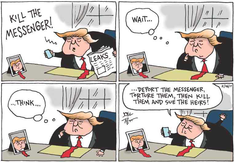 Political/Editorial Cartoon by Joel Pett, Lexington Herald-Leader, CWS/CartoonArts Intl. on Trump Delivering on Promises