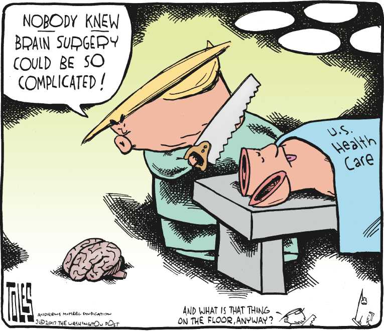 Political/Editorial Cartoon by Tom Toles, Washington Post on ObamaCare to Be Repealed