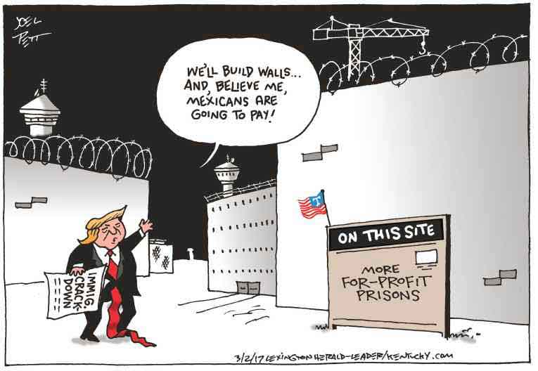 Political/Editorial Cartoon by Joel Pett, Lexington Herald-Leader, CWS/CartoonArts Intl. on Trump Getting Comfortable