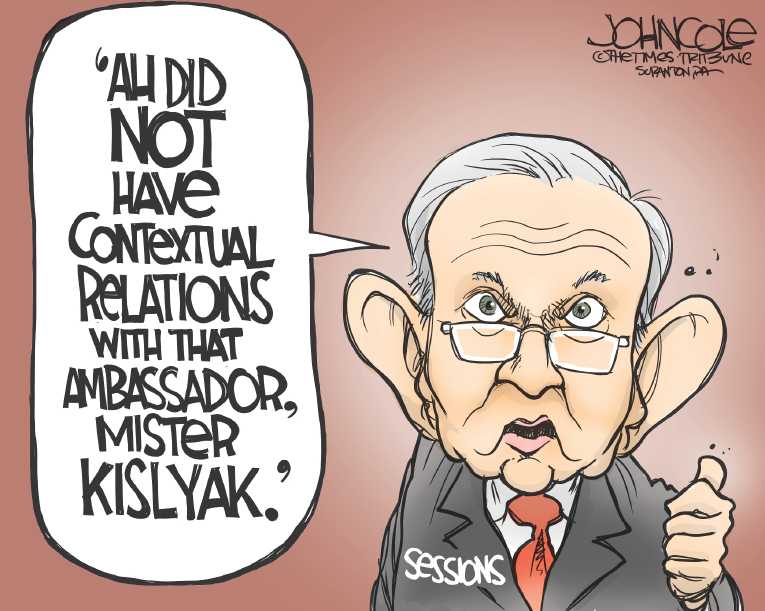 Political/Editorial Cartoon by John Cole, The Times, Scranton, PA on Sessions Recuses Himself
