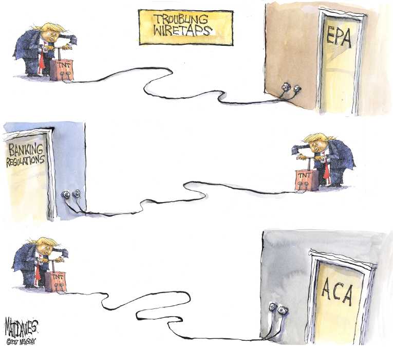 Political/Editorial Cartoon by Matt Davies, Journal News on President Hitting His Stride