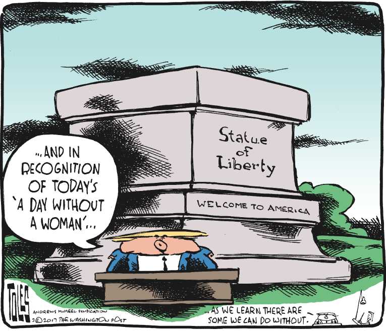 Political/Editorial Cartoon by Tom Toles, Washington Post on Planet Honors Women