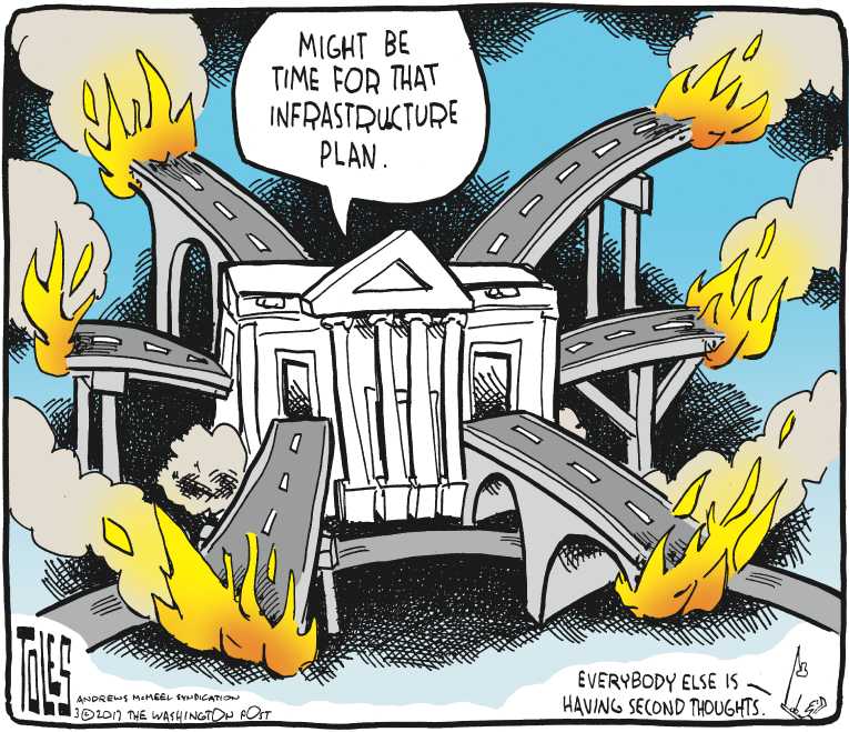 Political/Editorial Cartoon by Tom Toles, Washington Post on Trump Flying High