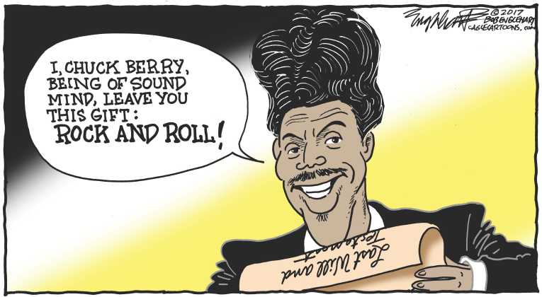 Political/Editorial Cartoon by Bob Engelhart, Hartford Courant on Chuck Berry Dies