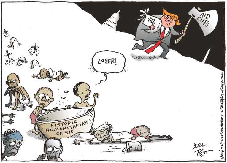 Political/Editorial Cartoon by Joel Pett, Lexington Herald-Leader, CWS/CartoonArts Intl. on Trump Unveils Budget