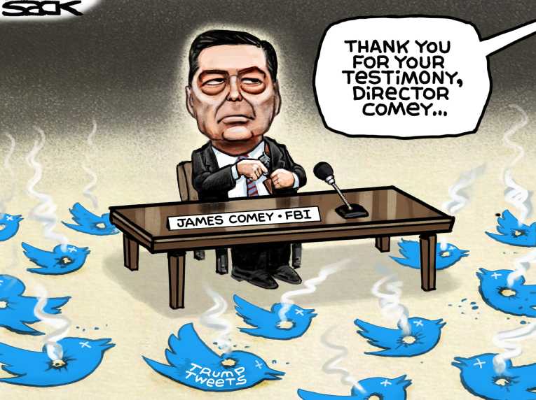 Political/Editorial Cartoon by Steve Sack, Minneapolis Star Tribune on Comey Testifies
