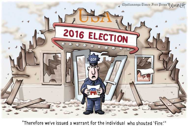 Political/Editorial Cartoon by Clay Bennett, Chattanooga Times Free Press on Comey Testifies