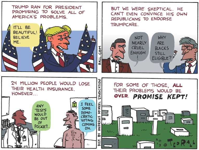 Political/Editorial Cartoon by Ted Rall on House to Vote on Replacement
