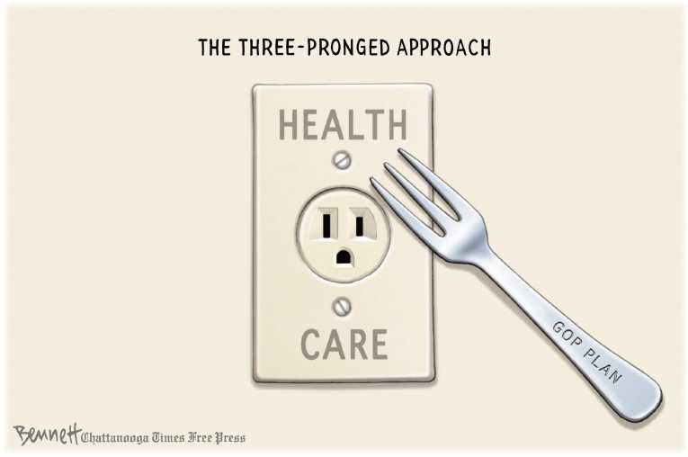 Political/Editorial Cartoon by Clay Bennett, Chattanooga Times Free Press on House to Vote on Replacement