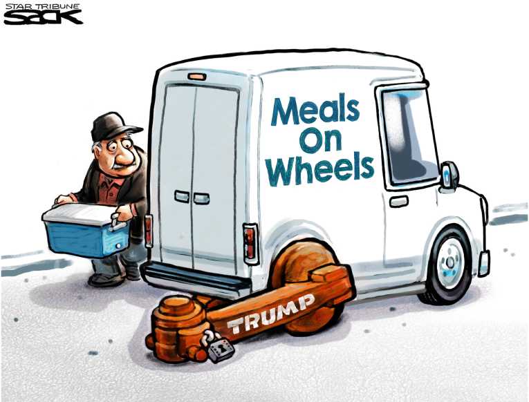 Political/Editorial Cartoon by Steve Sack, Minneapolis Star Tribune on Social Programs to Be Slashed