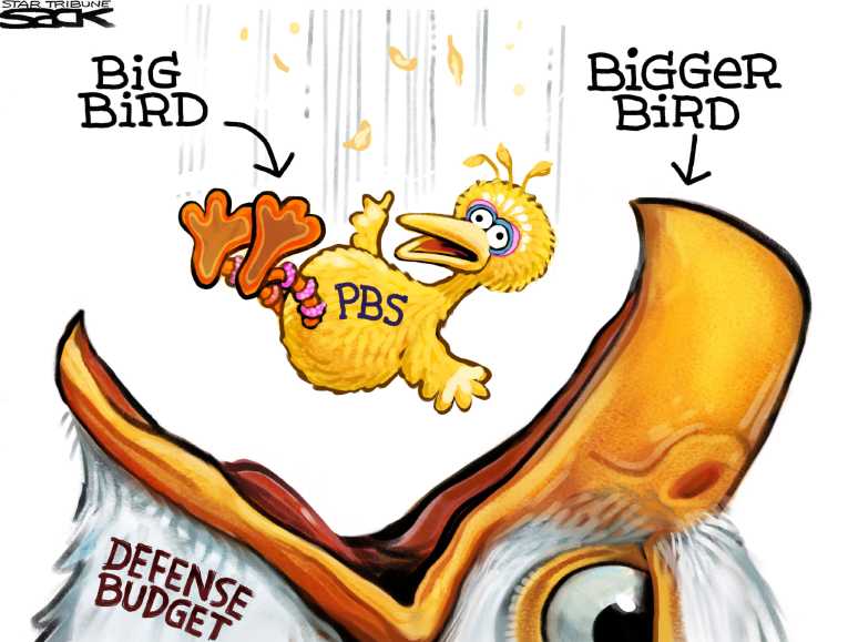 Political/Editorial Cartoon by Steve Sack, Minneapolis Star Tribune on Arts to Be Slashed
