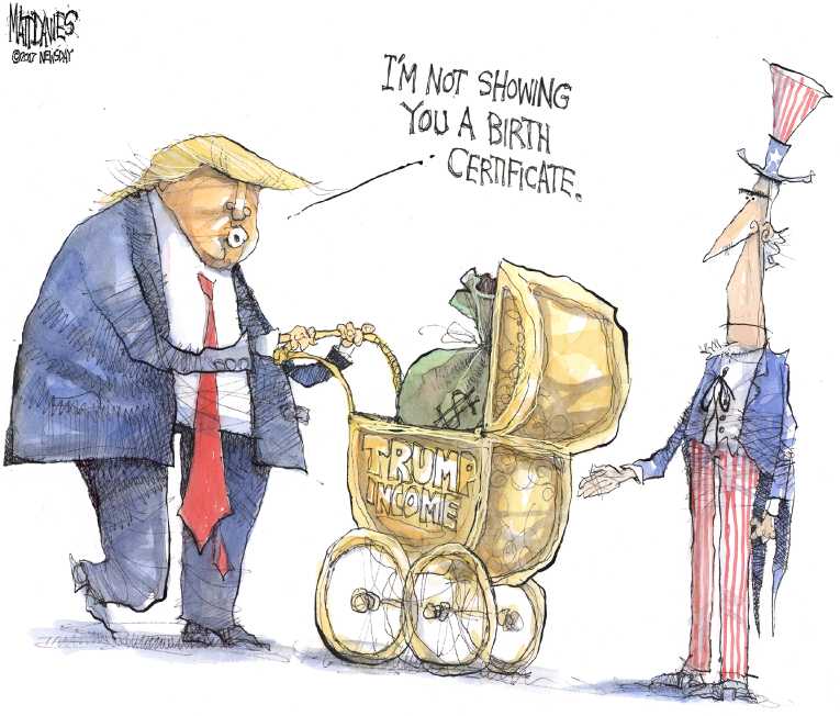 Political/Editorial Cartoon by Matt Davies, Journal News on Trump Exceeding Expectations