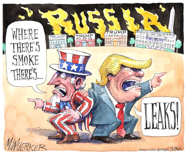 Political/Editorial Cartoon by Matt Wuerker, Politico on Trump Under FBI Investigation