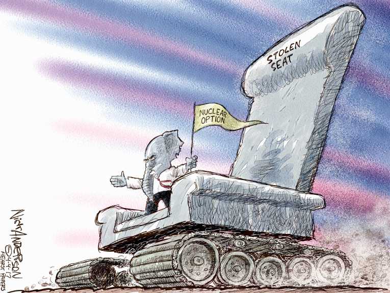 Political/Editorial Cartoon by Nick Anderson, Houston Chronicle on GOP to Install Gorsuch
