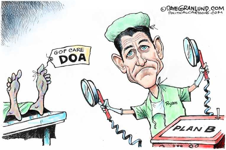 Political/Editorial Cartoon by Dave Granlund on GOP Ponders Health Reform Loss