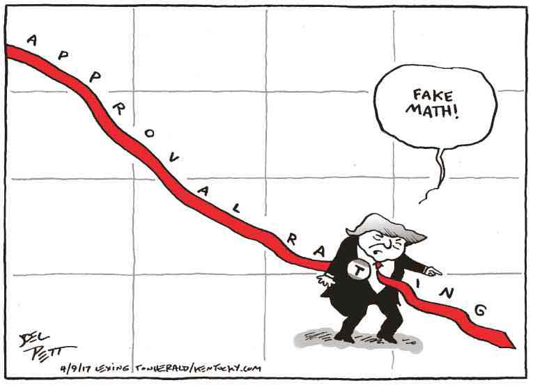 Political/Editorial Cartoon by Joel Pett, Lexington Herald-Leader, CWS/CartoonArts Intl. on Trump’s Ratings Break Record