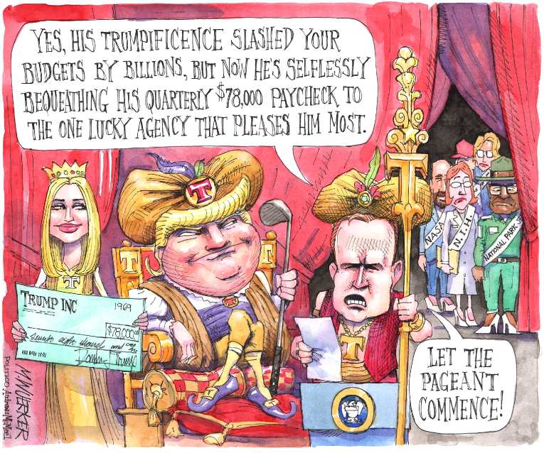 Political/Editorial Cartoon by Matt Wuerker, Politico on Trump’s Ratings Break Record