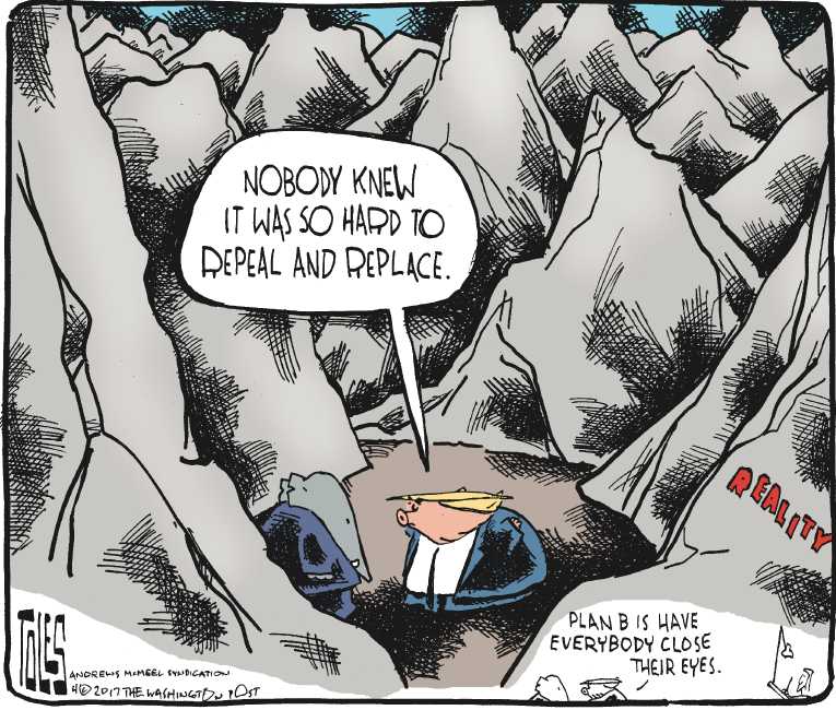 Political/Editorial Cartoon by Tom Toles, Washington Post on Trump’s Ratings Break Record