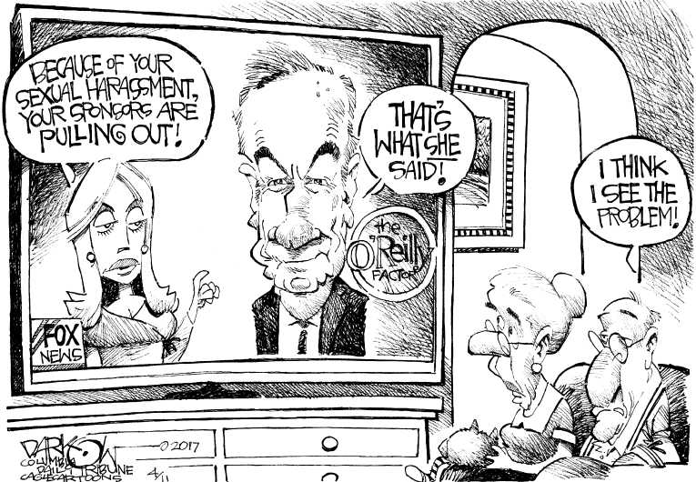 Political/Editorial Cartoon by John Darkow, Columbia Daily Tribune, Missouri on O’Reilly Sued Again