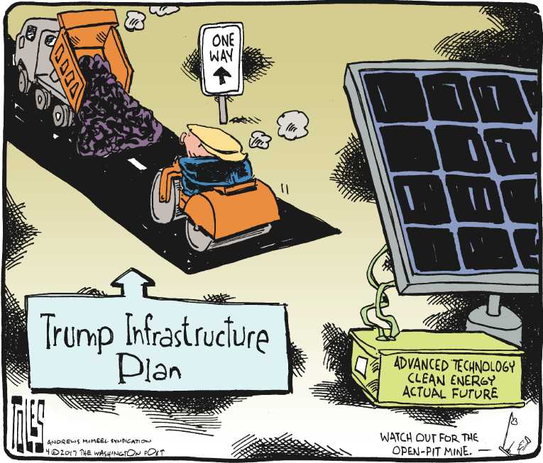Political/Editorial Cartoon by Tom Toles, Washington Post on Trump Bombs Environment