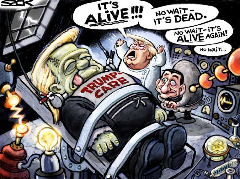 Political/Editorial Cartoon by Steve Sack, Minneapolis Star Tribune on Trump Bombs Environment