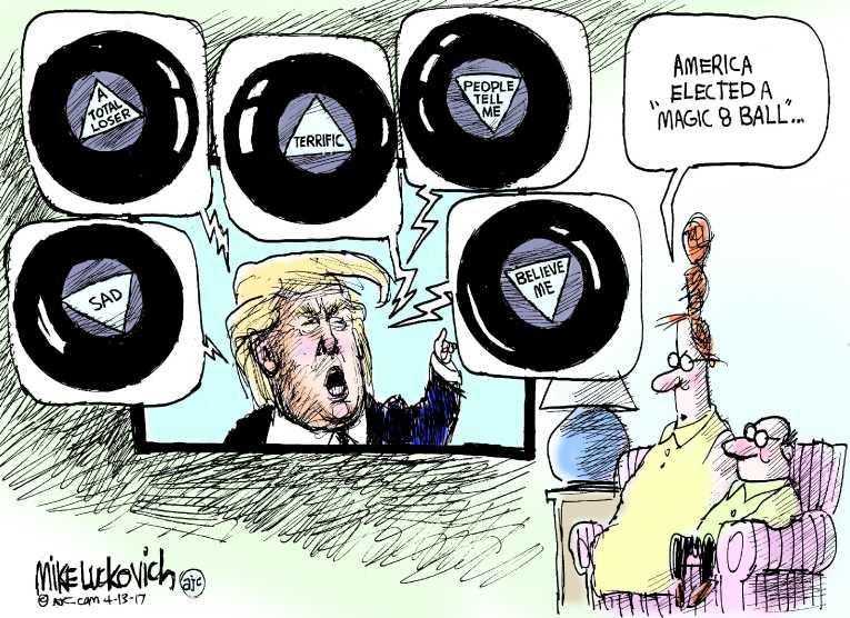 Political/Editorial Cartoon by Mike Luckovich, Atlanta Journal-Constitution on Trump Attacks Domestic Policies