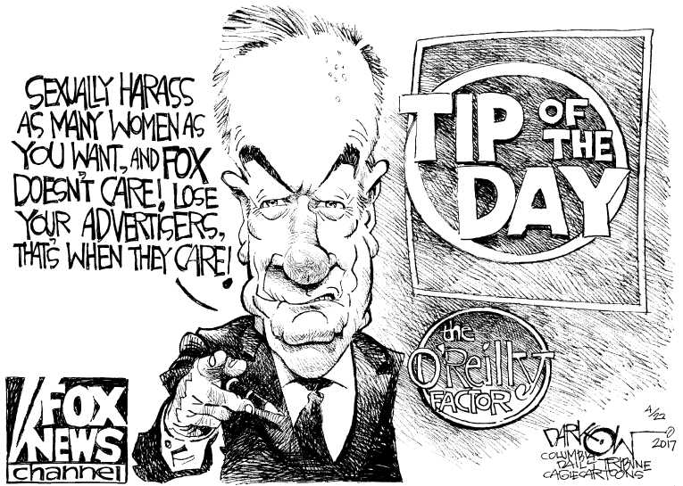 Political/Editorial Cartoon by John Darkow, Columbia Daily Tribune, Missouri on Bill O’Reilly Fired