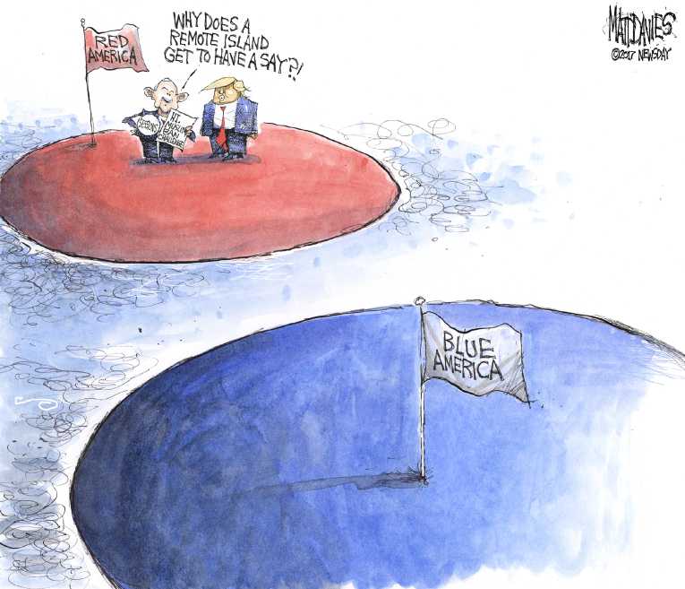 Political/Editorial Cartoon by Matt Davies, Journal News on Attorney General Disses Hawaii