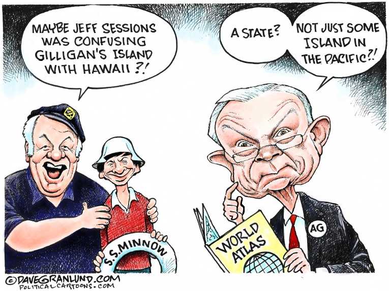 Political/Editorial Cartoon by Dave Granlund on Attorney General Disses Hawaii