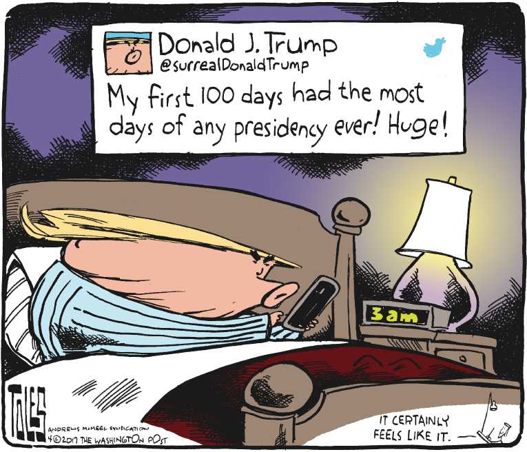 Political/Editorial Cartoon by Tom Toles, Washington Post on Spectacular Start for President