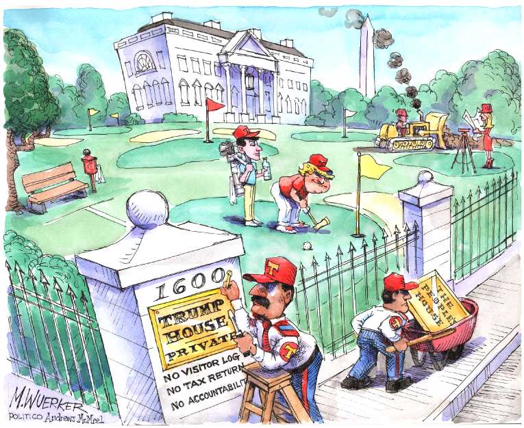 Political/Editorial Cartoon by Matt Wuerker, Politico on Trump Flashes Style