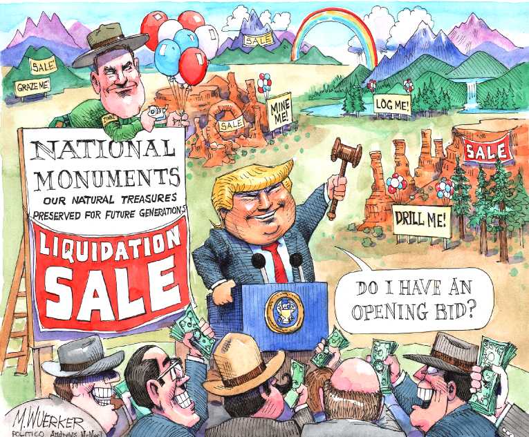 Political/Editorial Cartoon by Matt Wuerker, Politico on Science March Impresses Trump
