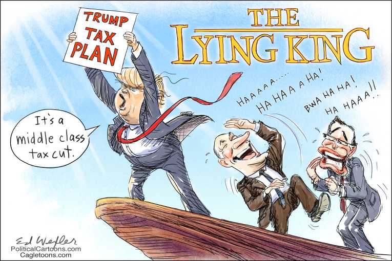 Political/Editorial Cartoon by Ed Wexler, PoliticalCartoons.com on President Lauds Tax Plan