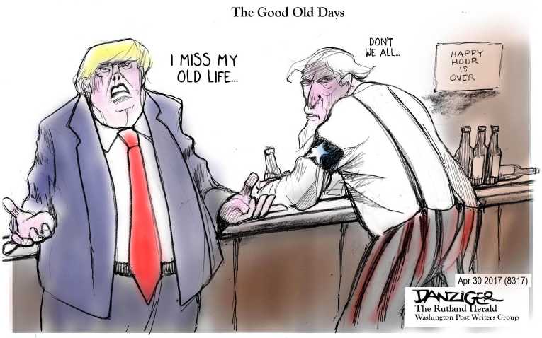 Political/Editorial Cartoon by Jeff Danziger on Trump Misses Old Life