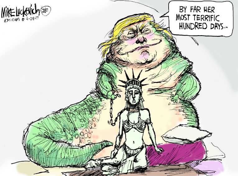 Political/Editorial Cartoon by Mike Luckovich, Atlanta Journal-Constitution on President Makes It to 100