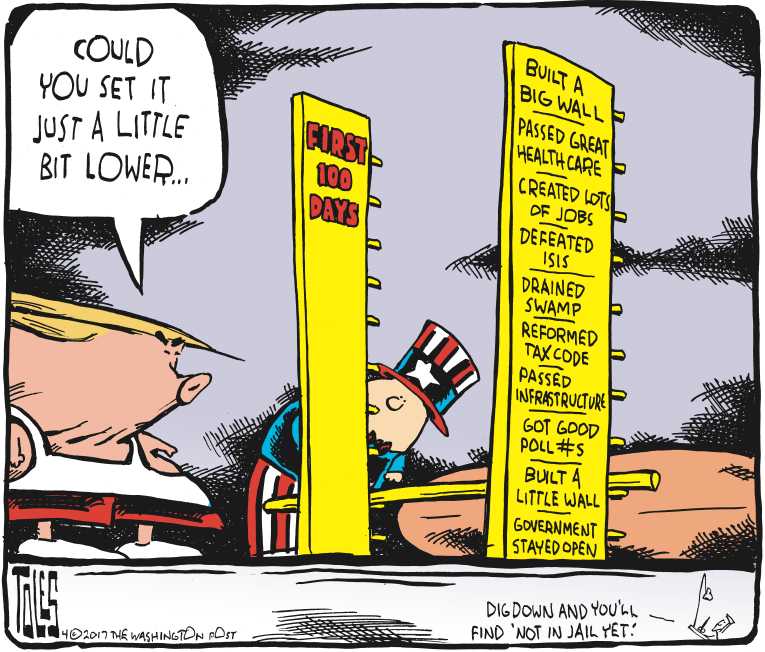 Political/Editorial Cartoon by Tom Toles, Washington Post on President Makes It to 100