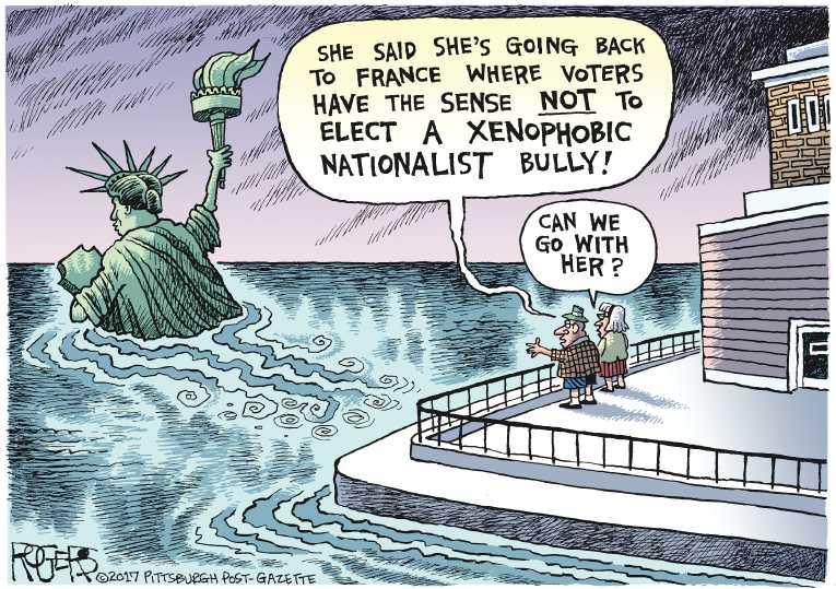 Political/Editorial Cartoon by Rob Rogers, The Pittsburgh Post-Gazette on France Rejoices