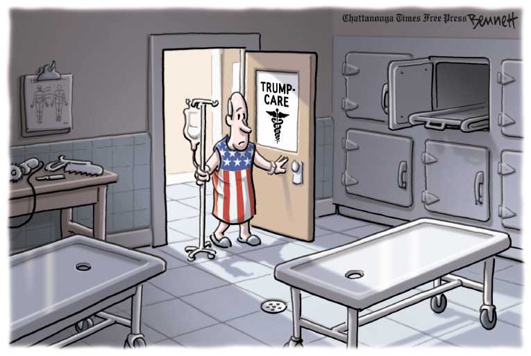 Political/Editorial Cartoon by Clay Bennett, Chattanooga Times Free Press on House Replaces Obamacare