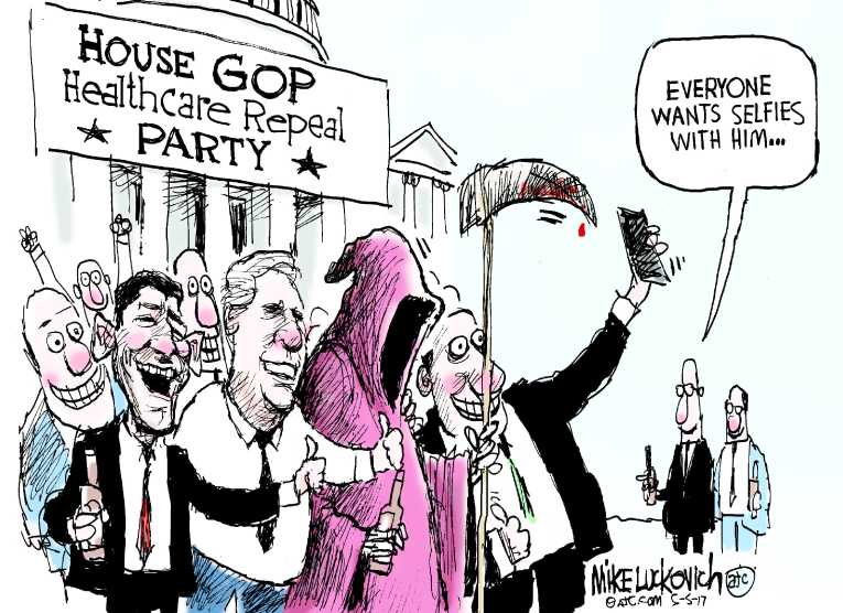 Political/Editorial Cartoon by Pat Bagley, Salt Lake Tribune on House Replaces Obamacare