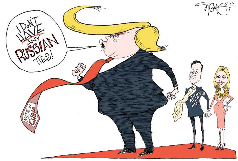 Political/Editorial Cartoon by Signe Wilkinson, Philadelphia Daily News on Trump Profits Up