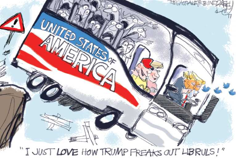 Political/Editorial Cartoon by Pat Bagley, Salt Lake Tribune on President Proud of Performance