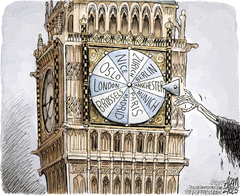 Political/Editorial Cartoon by Adam Zyglis, The Buffalo News on Terror Strikes Manchester