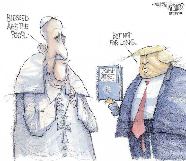 Political/Editorial Cartoon by Matt Davies, Journal News on Trump Returns From Trip