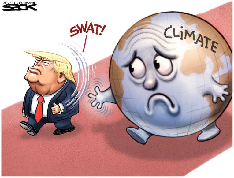 Political/Editorial Cartoon by Steve Sack, Minneapolis Star Tribune on Trump Pulls Out