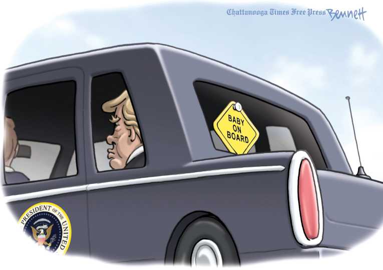Political/Editorial Cartoon by Clay Bennett, Chattanooga Times Free Press on President Refining World View