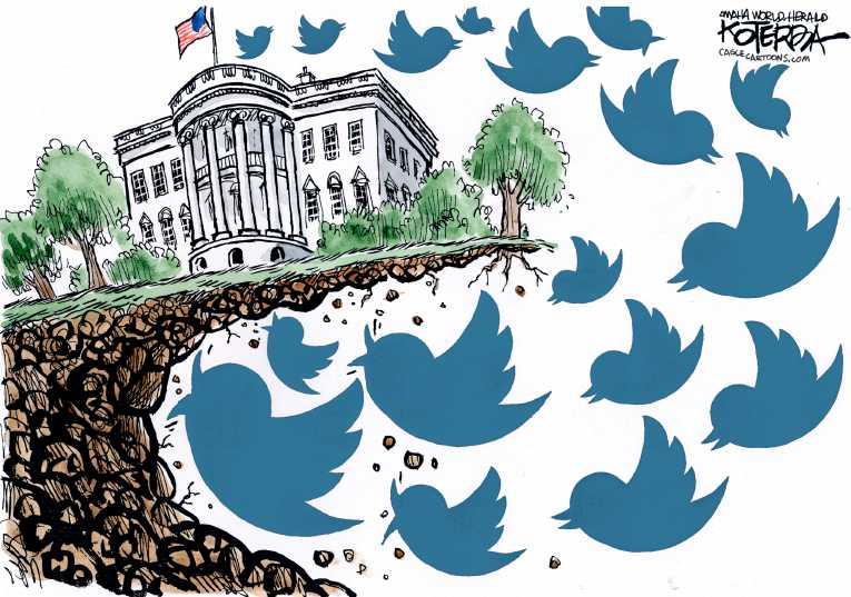 Political/Editorial Cartoon by Jeff Koterba, Cagle Cartoons on President Tweets