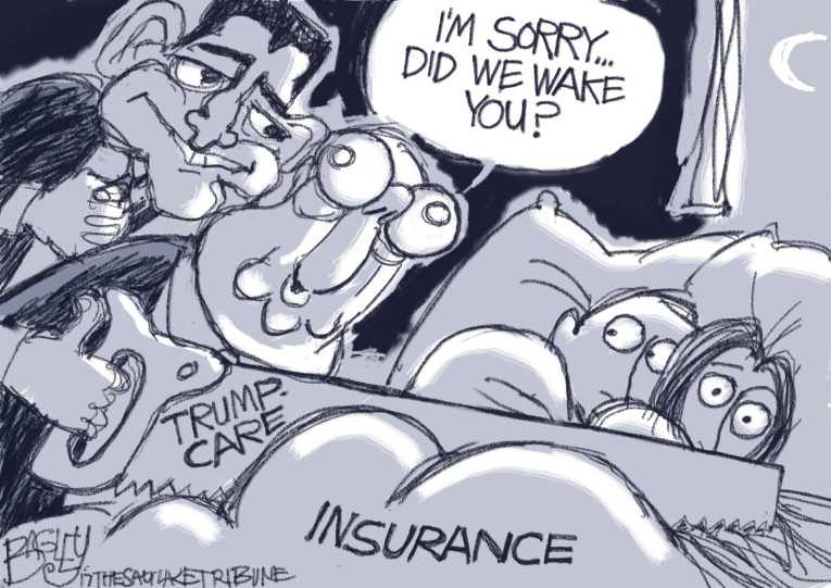 Political/Editorial Cartoon by Pat Bagley, Salt Lake Tribune on Health Plan in Senate