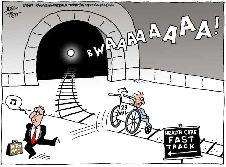Political/Editorial Cartoon by Joel Pett, Lexington Herald-Leader, CWS/CartoonArts Intl. on Health Plan in Senate