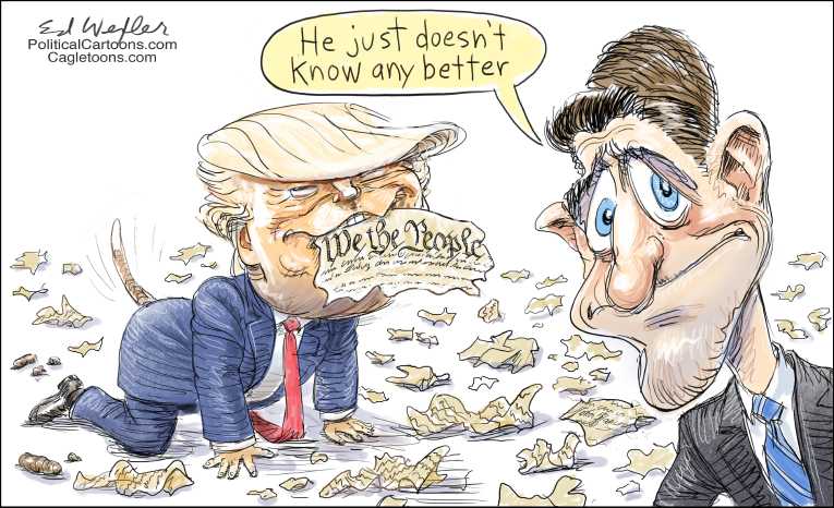 Political/Editorial Cartoon by Ed Wexler, PoliticalCartoons.com on Ryan Explains President’s Missteps