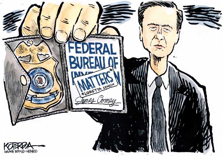 Political/Editorial Cartoon by Jeff Koterba, Omaha World-Herald on Investigations Slam DC